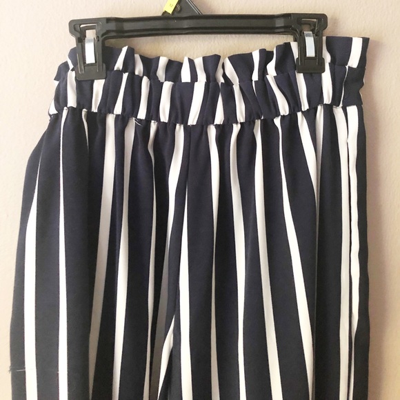 Zara wide leg bold striped cropped pants - Picture 4 of 10